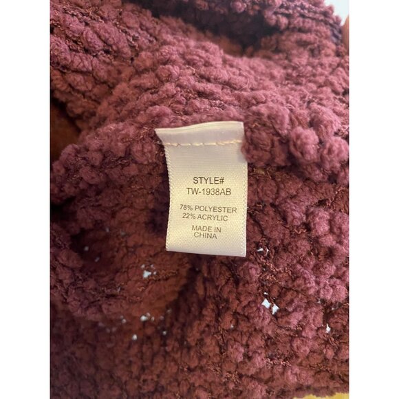 Zenana Soft Burgundy Open Front Textured Cardigan With Pockets Size XL - Picture 5 of 6
